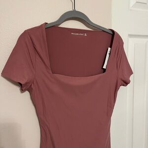 Abercrombie & Fitch Stretchy Purple Square Neck Short Sleeve Bodysuit NWT